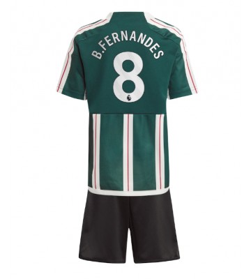 Manchester United Bruno Fernandes #8 Segunda Equipación Niños 2023-24 Manga Corta (+ Pantalones cortos)